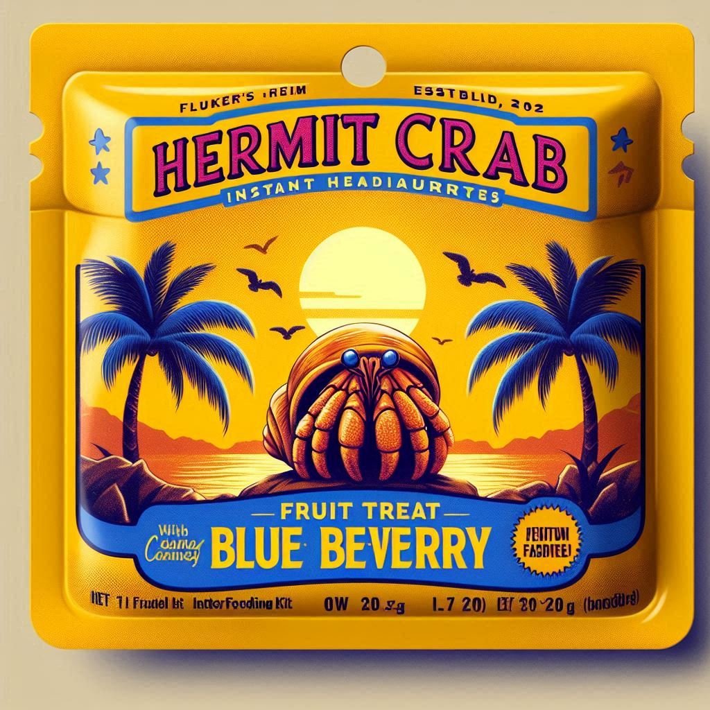 a yellow package with a crab on it