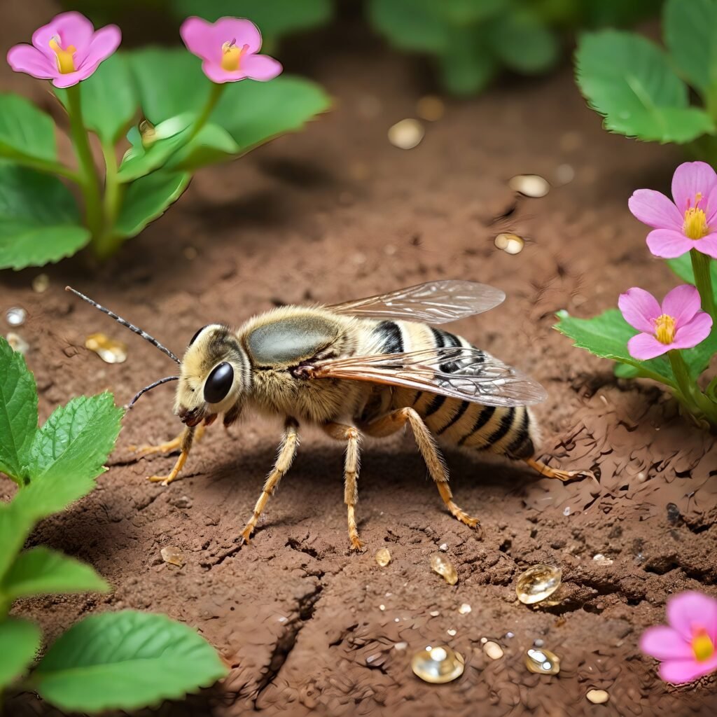 a bee on the dirt